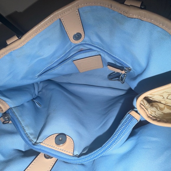 Coach Tan and Blue Shoulder Bag#F26130 - Picture 12 of 14